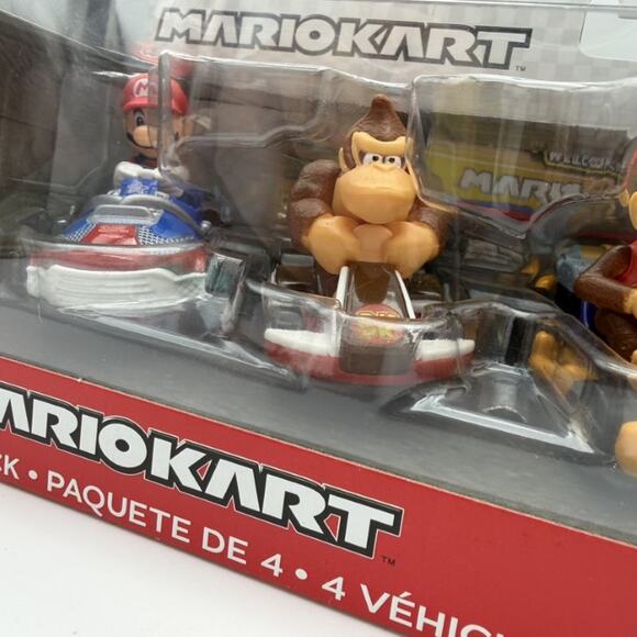 Hot Wheels Mario Kart 4-Pack: Mario, Diddy Kong, Donkey Kong, Orange Yoshi - NEW - Picture 6 of 9